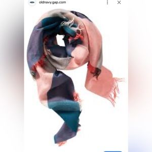 #1 Old Navy Plaid blanket-wrap scarf, with fringed ends. medium-weight flannel